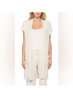 Barefoot Dreams Sleeveless Open-Front Cardigan Vest in Cream